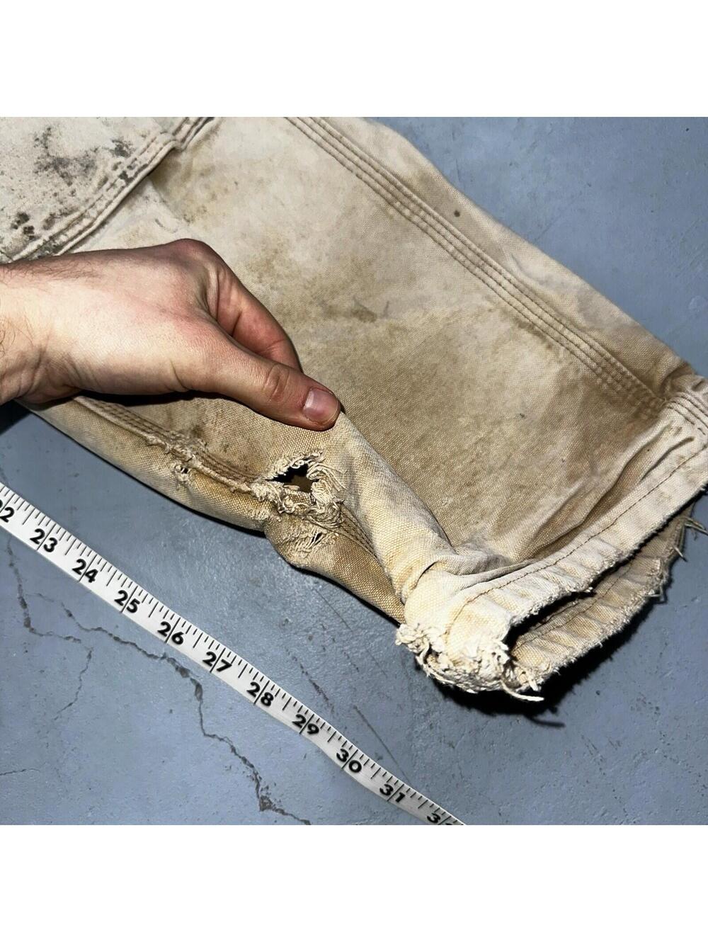 Carhartt VTG Double Knee Carpenter Pants USA B01 Brown Thrashed 34x34 Act 32x32 - Picture 8 of 16